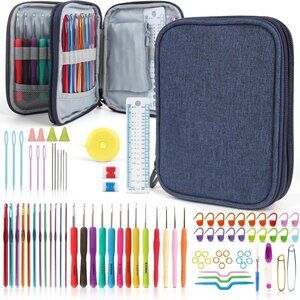 Stylish Complete Crochet Hooks Set, 99pc Kit + Organized Storage Case